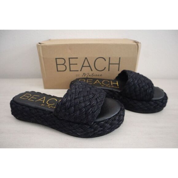 BEACH x Matisse Women's Sz 7M Black Caspia Platform Casual Slip-On Sandals - Picture 1 of 12